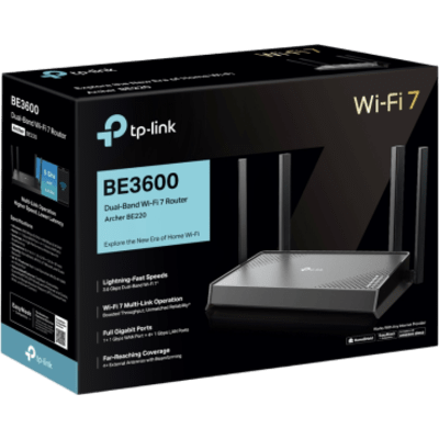 Router Wi-Fi 7 / BE3600 3.6 Gbps / Doble Banda 2.4 GHz y 5 GHz / MLO + 4K-QAM / 1× WAN + 4× LAN Gigabit / 4 Antenas Externas con | SIERRA STORE
