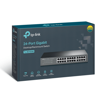 Switch Gigabit no administrable / 24 puertos 10/100/1000 Mbps / 35.7 Mpps / Escritorio o rack | SIERRA STORE