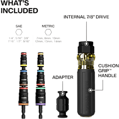 Desarmador de Impacto / 14 en 1 / Magneto de Tierras Raras / Almacenamiento Dual / Asistente de Torque / Dados 7-14 mm | SIERRA STORE