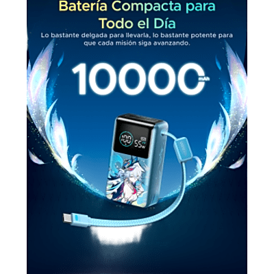 Batería Portátil 10000mAh / Carga Rápida 55W / Cable USB-C Integrado / Pantalla Digital Inteligente / Carga Multidispositivo / | SIERRA STORE