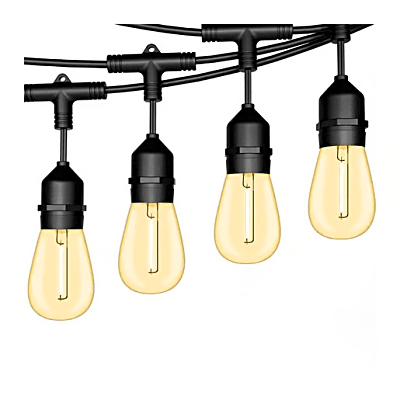 Guirnalda Serie de 24 Luces LED de 24 W / Longitud de 14.6 m (47.9 ft) con 24 Focos S14 / 2700 K Luz Cálida / 111 lm / IP65 Interior y | SIERRA STORE