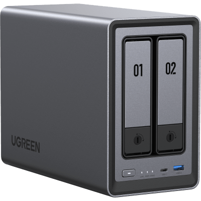 NAS UGREEN NASync DH2300 / Procesador RK3576 / 4GB u 8GB RAM / 32GB eMMC / 2 Bahías SATA / JBOD-Basic-RAID 0-RAID 1 / Puer...