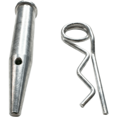 Pasador Cónico + R-clip Set / Compatible con Truss 40x40 cm / Acero de Alta Resistencia Forjado / Galvanizado / Zincado / Largo 92 mm | SIERRA STORE
