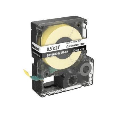 PANDUIT T050X000VXM-BK - Cinta Continua / Vinilo Negro sobre Amarillo / 12 mm x 7 m (23 ft) / Interior-Exterior | SIERRA STORE