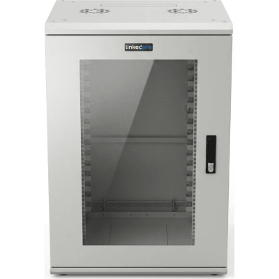 Gabinete Rackeable / 18U / 19 in / Puerta Cristal / Carga 750 Kg / 600x605x930 mm (23.6x23.8x36.6 in) / 3.05 ft Alto | SIERRA STORE