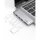 Hub USB-C 6 en 1 / 2xUSB-A 3.0 (5Gbps) / HDMI 4K@30Hz / Puerto PD 100W / Lector SD+MicroSD / Aluminio / Compatible Thunder...