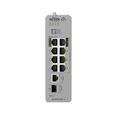 Switch Industrial PoE / 8 Puertos Gigabit PoE / 270W Budget / Uplink SFP / DIN-Rail / -30°C a 65°C / Fanless | SIERRA STORE