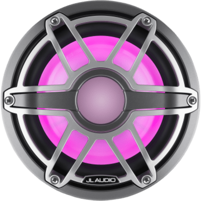 Subwoofer Náutico 8" / 200 W RMS / 4 Ω / Iluminación LED Transflective™ / Rejilla Deportiva de Titanio / Deflector Infinito o Caja | SIERRA STORE