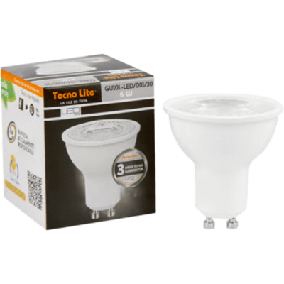 Lámpara LED GU10 / Tipo MR / 6 W / 550 lm / 3000 K / IRC 80 / 100-240 V / No Atenuable / 15,000 h / NOM-030 | SIERRA STORE