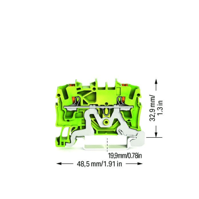 Borna de Tierra TOPJOB® S / 2 Conductores / Sección 2.5 mm² / Tecnología Push-in CAGE CLAMP® / Operación con Tecla / Monta...