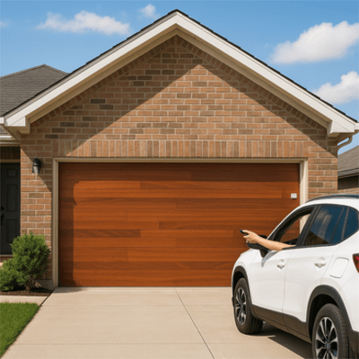 ACCESSPRO APDOOR-88GF - Puerta de Garage / Estilo Americano / Acabado Laminado Madera Clara / 8x8 Pies (2.4x2.4 m) / Panel Calibre 26 | SIERRA STORE