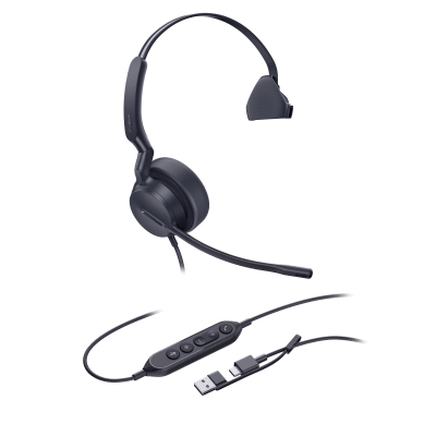 Diadema Alámbrica USB / Cancelación de Ruido Dual-Mic con IA / Altavoz 35 mm / USB-C con Adaptador USB-A / Certificación Microsoft | SIERRA STORE