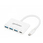 HUB USB-C,MANHATTAN,168434, 3 PTOS A + 1 PTO C PD, 5GBPS, BLANCO | SIERRA STORE