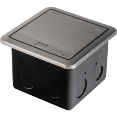 Caja de Piso IP44 con GFCI / 20 A / 2500 W / AUTOTEST / Acero Inoxidable / Push to Open / Protección Aguas Abajo / Seguridad TR / Uso | SIERRA STORE