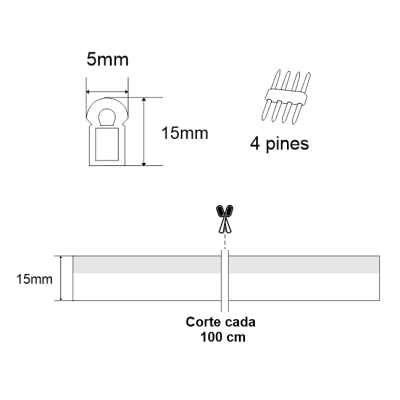 Manguera LED Neón RGB / 50 m (164 ft) / IP65 Interior-Exterior / Corte Cada 100 cm / 300W Máximo / Ángulo de Luz 120° / DC 45-110V | SIERRA STORE