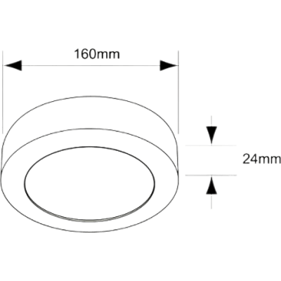 Plafón LED 12 W / Ø 160 mm (6.3 in) / 800 lm / Luz de día 6500 K / Carcasa Color Negro / Ángulo 100° / IRC 80 / 15,000 h / NOM-003 | SIERRA STORE