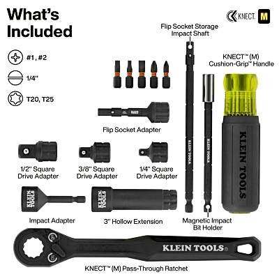 Juego de Dados de Impacto / Paso a Través / 39 Piezas / SAE y Métrico / Sistema KNECT / Adaptador 3/8" | SIERRA STORE