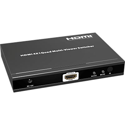 Switch Multiviewer HDMI / 4 Entradas a 1 Salida / 1080p @ 60Hz / Quad / Full Screen / Dual / Control Remoto | SIERRA STORE