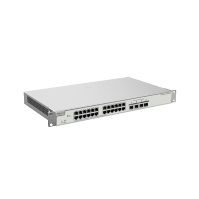 Switch Administrable Capa 3 con 24 puertos Gigabit PoE 802.3af/at + 4 SFP+ para fibra 10Gb, gestión gratuita desde la nube...