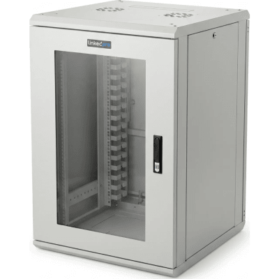 Gabinete Rackeable / 18U / 19 in / Puerta Cristal / Carga 750 Kg / 600x605x930 mm (23.6x23.8x36.6 in) / 3.05 ft Alto | SIERRA STORE