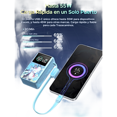 Batería Portátil 10000mAh / Carga Rápida 55W / Cable USB-C Integrado / Pantalla Digital Inteligente / Carga Multidispositivo / | SIERRA STORE