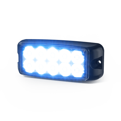 Luz LED de Advertencia / 10 LED de Alta Intensidad / Rojo/Azul / Montaje Superficial / 12-24 VDC / SAE Clase I / IP Resistente al Agua | SIERRA STORE
