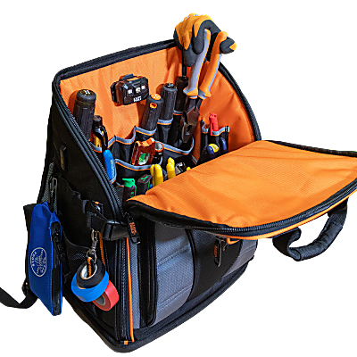 Mochila Profesional para Herramientas / 27 Bolsillos / Base Moldeada Ancha / Interior Naranja / Puerto USB-C / Acceso Estación de | SIERRA STORE