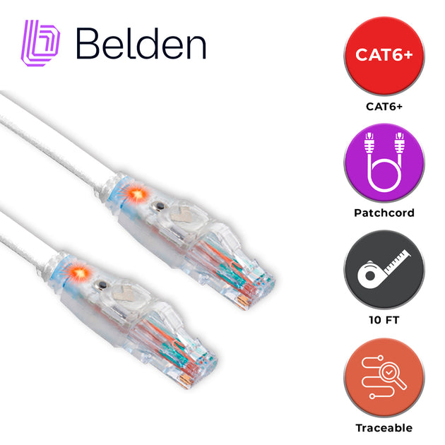 PATCH CORD TRACEABLE UTP CAT6+ BELDEN C6T1109010 / INTERIOR / BLANCO / 4 PARES / 24 AWG / FORRO PVC / CMR / 10 PIES 3 ME