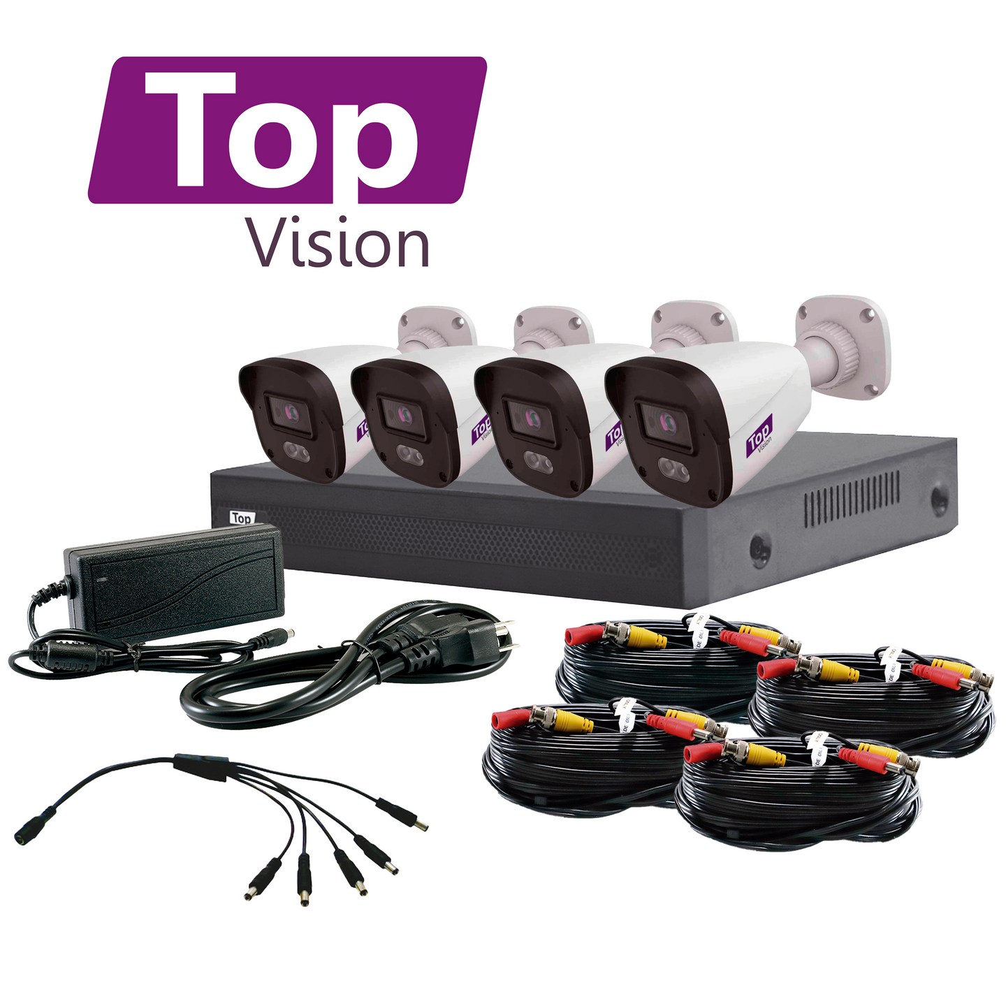KIT 4X4 TOP24ADLKIT TOPVISION INCLUYE 1 DVR XVR-204AI 4CH 1080 LITE AUDIO POR COAXIAL O UTP / ANALITICA BASICA INTEGRADA