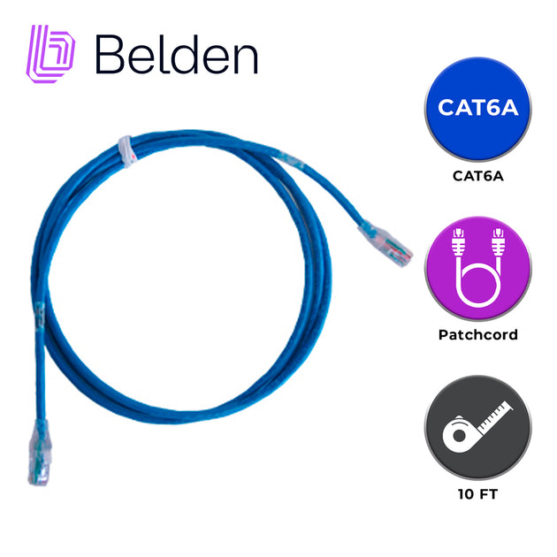 PATCH CORD UTP CAT6A BELDEN CA21106010 / INTERIOR / AZUL / 4 PARES / 24 AWG / FORRO PVC / CMR / 10 PIES 3 METROS