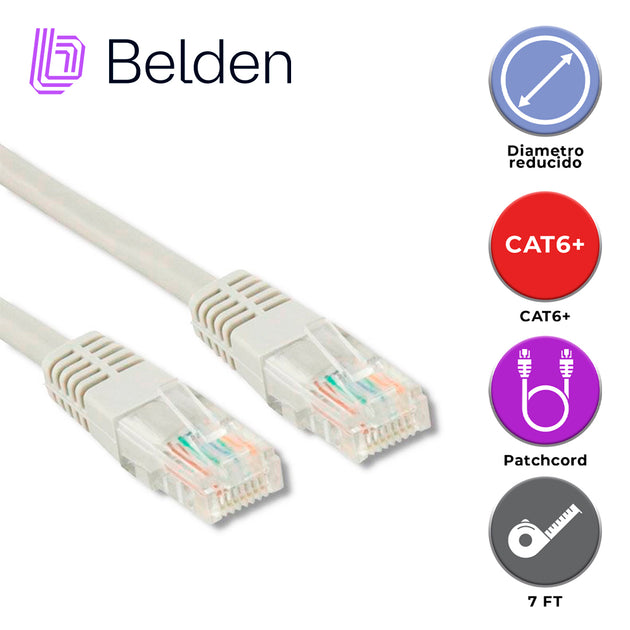 PATCH CORD DIAMETRO REDUCIDO UTP CAT6+ BELDEN C6D1109007 / INTERIOR / BLANCO / 4 PARES / 28 AWG / FORRO PVC / CMR / 7 PI