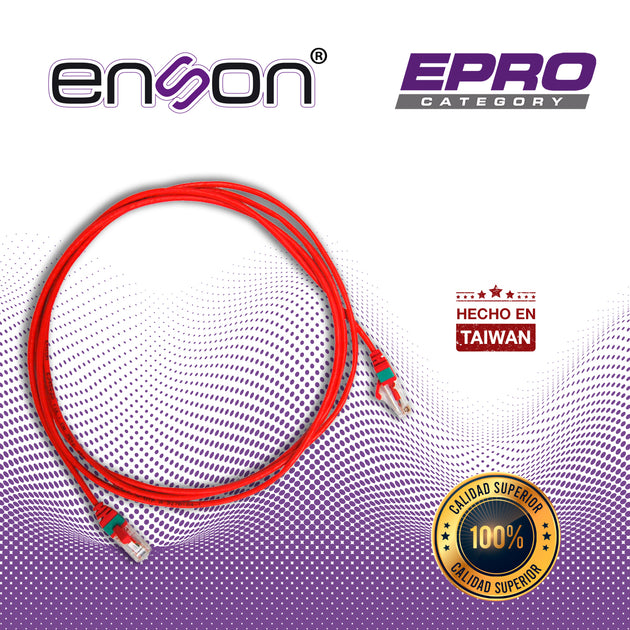 PATCHCORD RJ45 CAT6 ENSON EPRO-6PC210-RD DE 210CM CAT6 COLOR ROJO ULTRADELGADO IDEAL PARA TERMINADOS EN PATCHPANEL DE AL