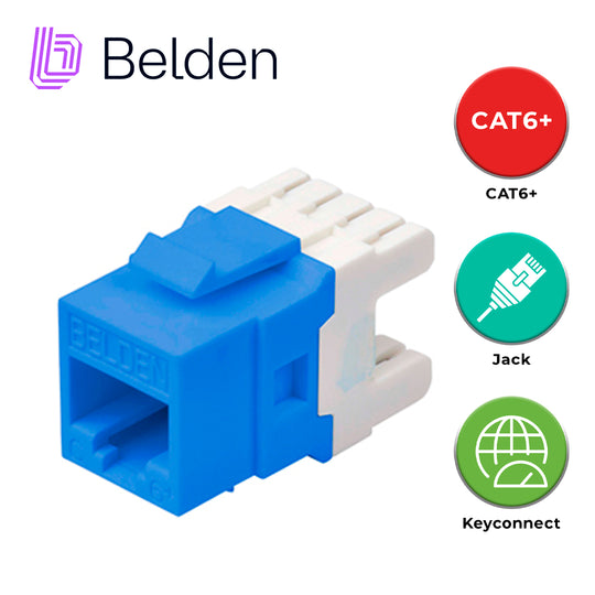 CONECTOR MODULAR JACK CAT6+ RJ45 BELDEN AX104193 / KEYCONNECT / INTERIOR / AZUL / PIEZA