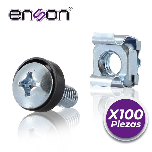 KIT DE TORNILLOS Y TUERCAS ENJAULADAS ENSON ENS-RT100 100PZA COMPATIBLES CON RACKS Y GABINETES DE LA MARCA ENSON BELDEN 