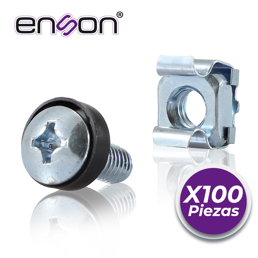 KIT DE TORNILLOS Y TUERCAS ENJAULADAS ENSON ENS-RT100 100PZA COMPATIBLES CON RACKS Y GABINETES DE LA MARCA ENSON BELDEN 