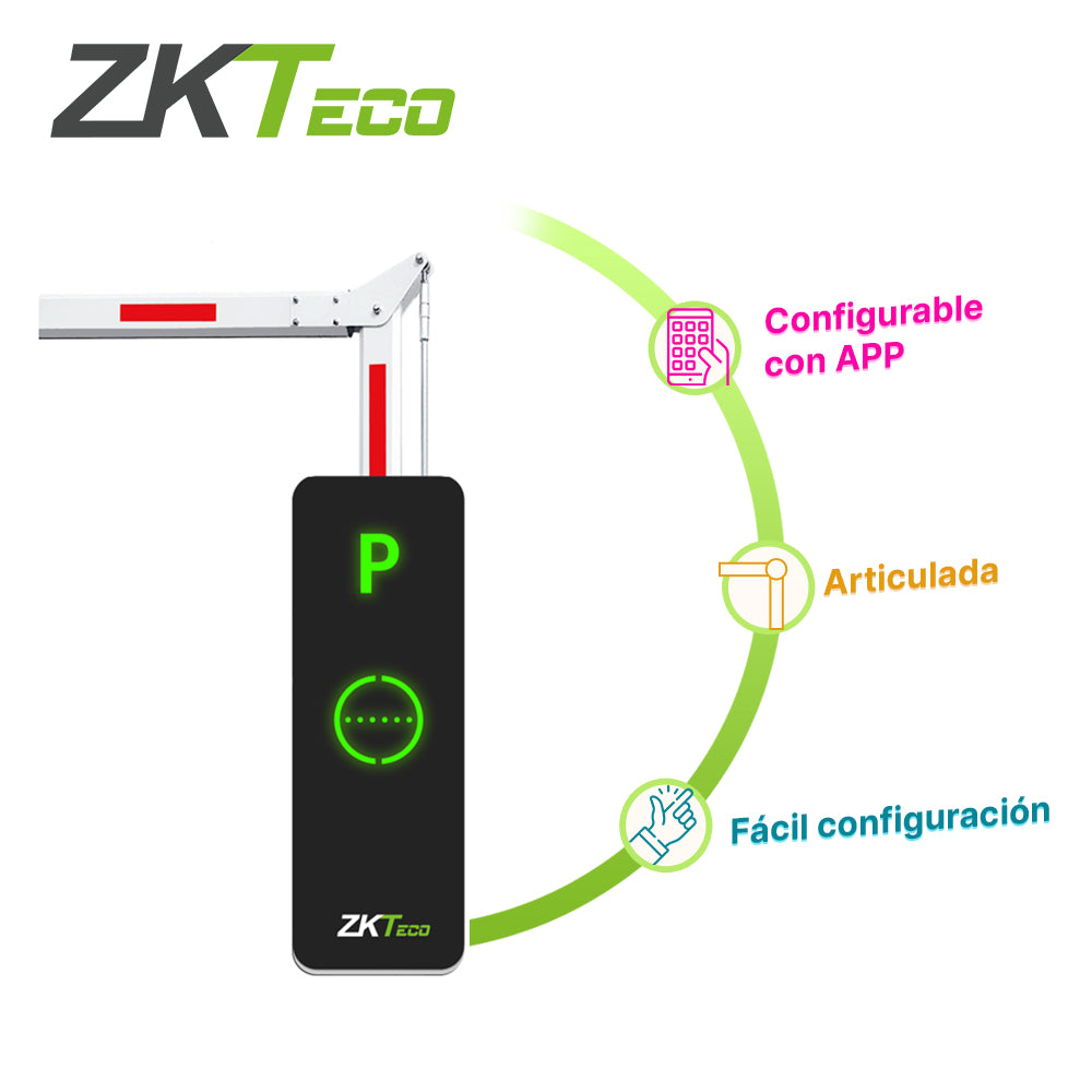 BARRERA ARTICULADA 90 GRADOS DERECHA INTEGRA APERTURA POR MEDIO DE APP BGM1145R-90 ZKTECO ALIMENTACION A 110VCA BRAZO DI