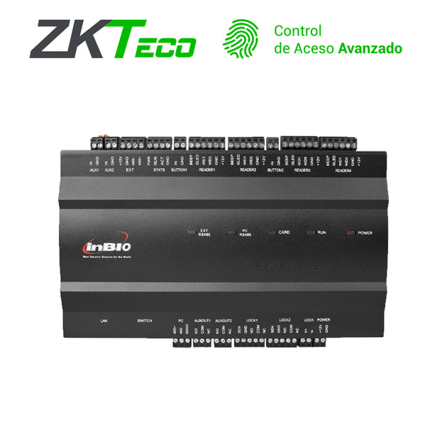 PANEL DE CONTROL DE ACCESO AVANZADO ZKTECO INBIO260 2PUERTAS/4LECTORAS/3000HUELLAS/30,000TARJETAS/100,000REGISTROS TCPIP