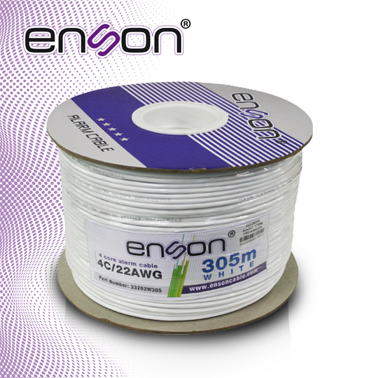 CABLE DE ALARMA ENSON 33202W305 SERIE PRO-II MULTIFILAR 4C/22 AWG BOBINA DE 305 METROS FORRO PVC COLOR BLANCO PARA USO I