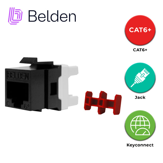 CONECTOR MODULAR JACK CAT6+ RJ45 BELDEN AX101321 / KEYCONNECT / INTERIOR / NEGRO / PIEZA