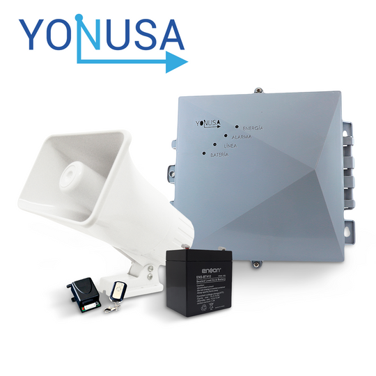 KIT ENERGIZADOR DECERCAS CON SALIDA A SIRENA ENERGIZADOR YONUSA EY NG 12000 1 + BATERIA ENS-BT412 + SIRENA PAM-SRE30W + 