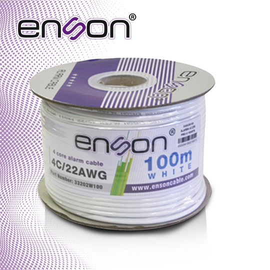 CABLE DE ALARMA ENSON 33202W100 SERIE PRO-II MULTIFILAR 4C/22 AWG BOBINA DE 100 METROS FORRO PVC COLOR BLANCO PARA USO I