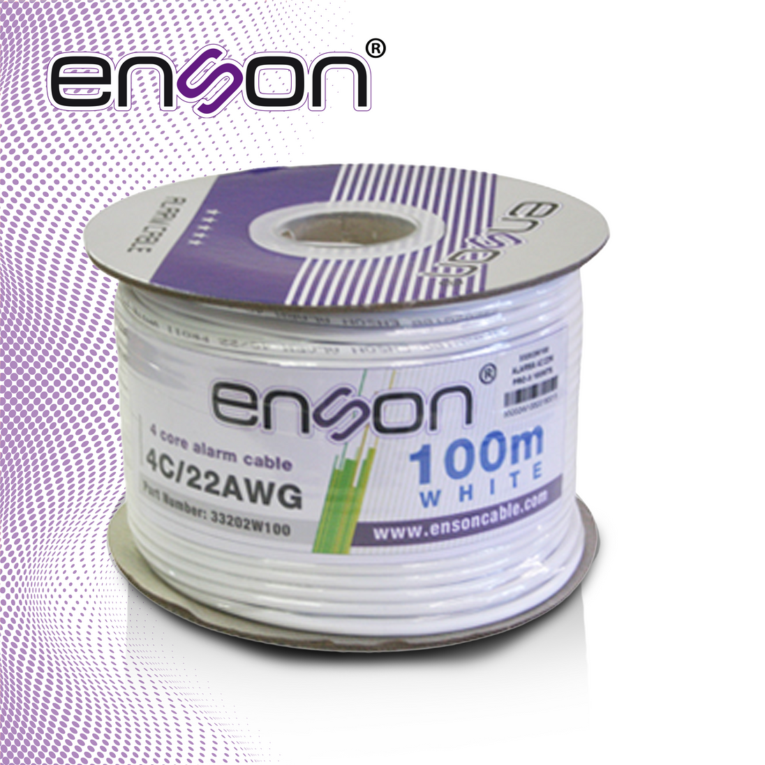 CABLE DE ALARMA ENSON 33202W100 SERIE PRO-II MULTIFILAR 4C/22 AWG BOBINA DE 100 METROS FORRO PVC COLOR BLANCO PARA USO I
