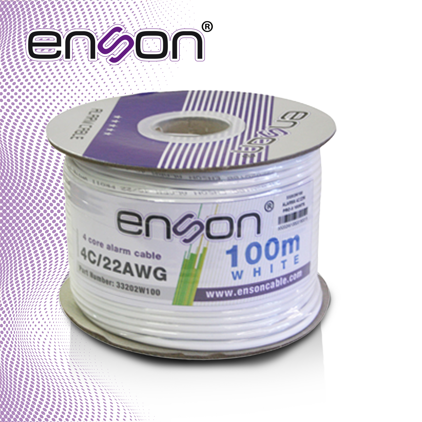 CABLE DE ALARMA ENSON 33202W100 SERIE PRO-II MULTIFILAR 4C/22 AWG BOBINA DE 100 METROS FORRO PVC COLOR BLANCO PARA USO I