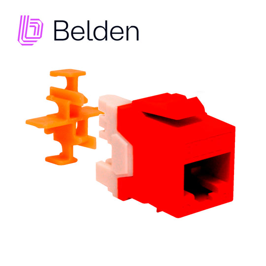 CONECTOR MODULAR JACK RJ45 CAT6A BELDEN AX104152 ESTILO KEYCONNECT NARANJA COMPATIBLE CON FACEPLATE AX102660,AX102655,AX
