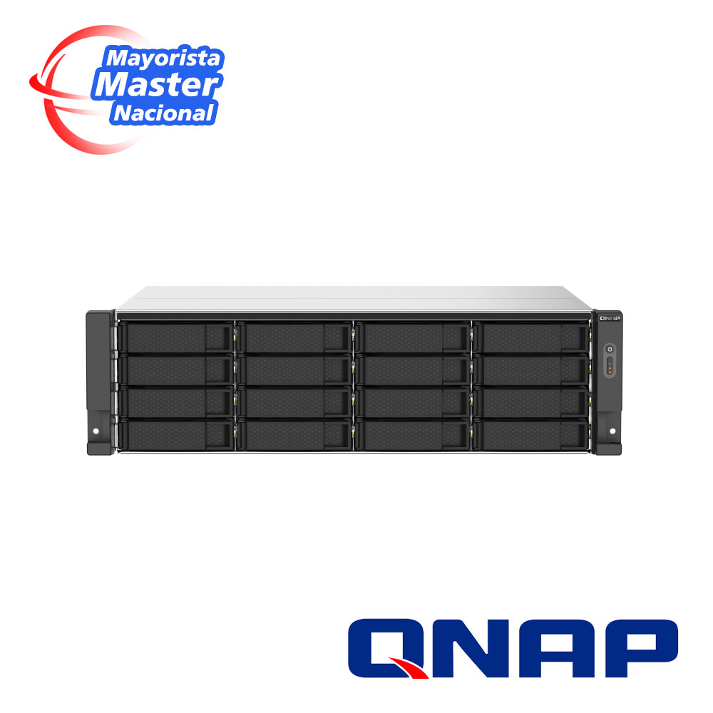 NAS QNAP TS-1673AU-RP-16G-US / PROCESADOR AMD RYZEN V1500B / MEMORIA RAM 16GB / 16 BAHIAS FRONTALES SATA 3.5 PULGADAS Y 