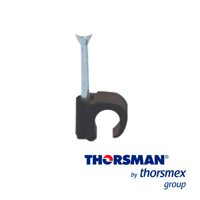 GRAPAS REFORZADA SUJETHOR THORSMAN 3101-00400 TC 3-5 RC 3/4P CAJA /100PZAS COLOR NEGRO, IDEAL PARA CABLE REDONDO CALIBRE