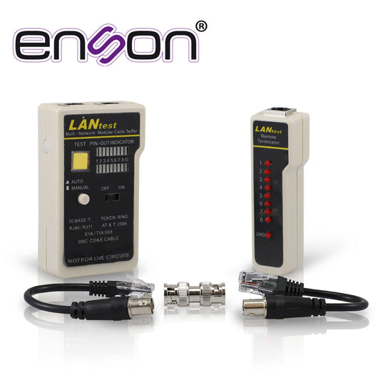 TESTER PARA CABLE DE RED ENSON ENS-TELN2 IDEAL PARA IDENTIFICAR ERRORES DE TERMINADO Y CONTINUIDAD EN CABLES DE RED Y TE