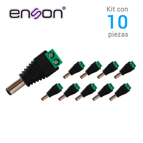 KIT 10 CONECTORES DE CORRIENTE MACHO 10x ENS-MC01 ENSON, TIPO JACK 3.5 MM PARA ALIMENTAR CAMARAS CCTV O REALIZAR EMPALME