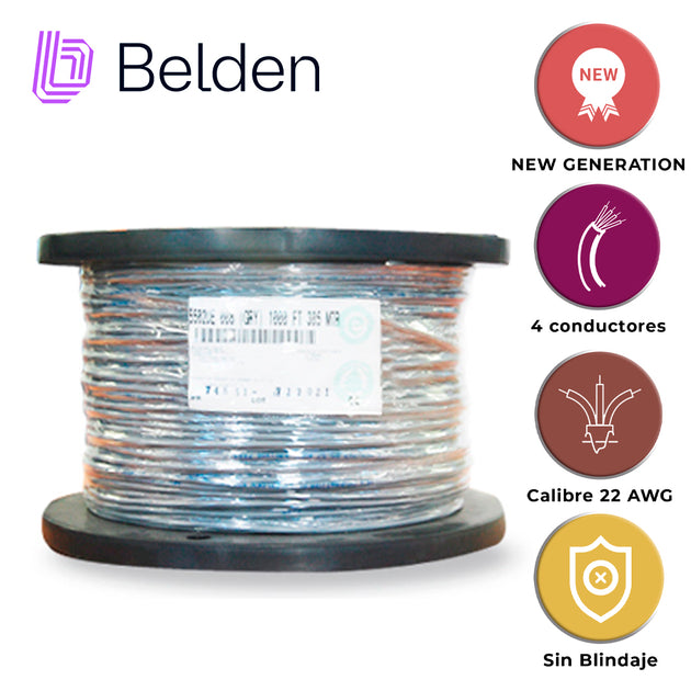 CABLE DE SEGURIDAD Y SONIDO BELDEN 5502UE 0081000 / INTERIOR / GRIS / 4 CONDUCTORES / 22 AWG / MULTIFILAR / FORRO PVC / 