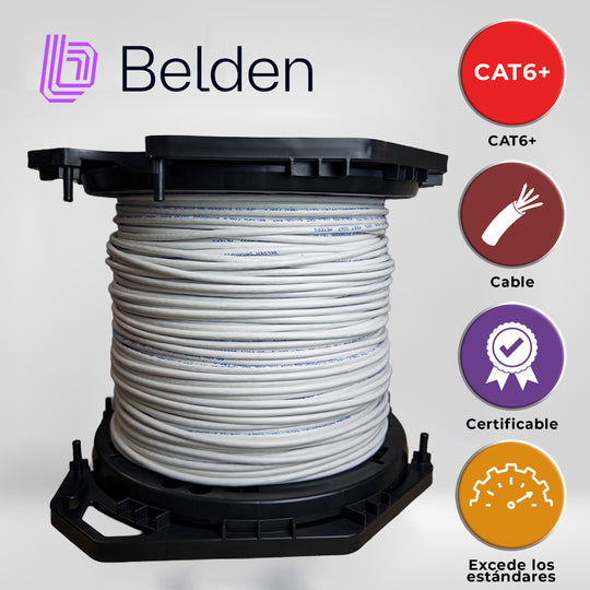 CABLE UTP CAT6+ BELDEN 2412 009A1000 / INTERIOR / BLANCO / 350MHZ / 4 PARES / 23 AWG / FORRO PVC / CMR / CERTIFICABLE / 